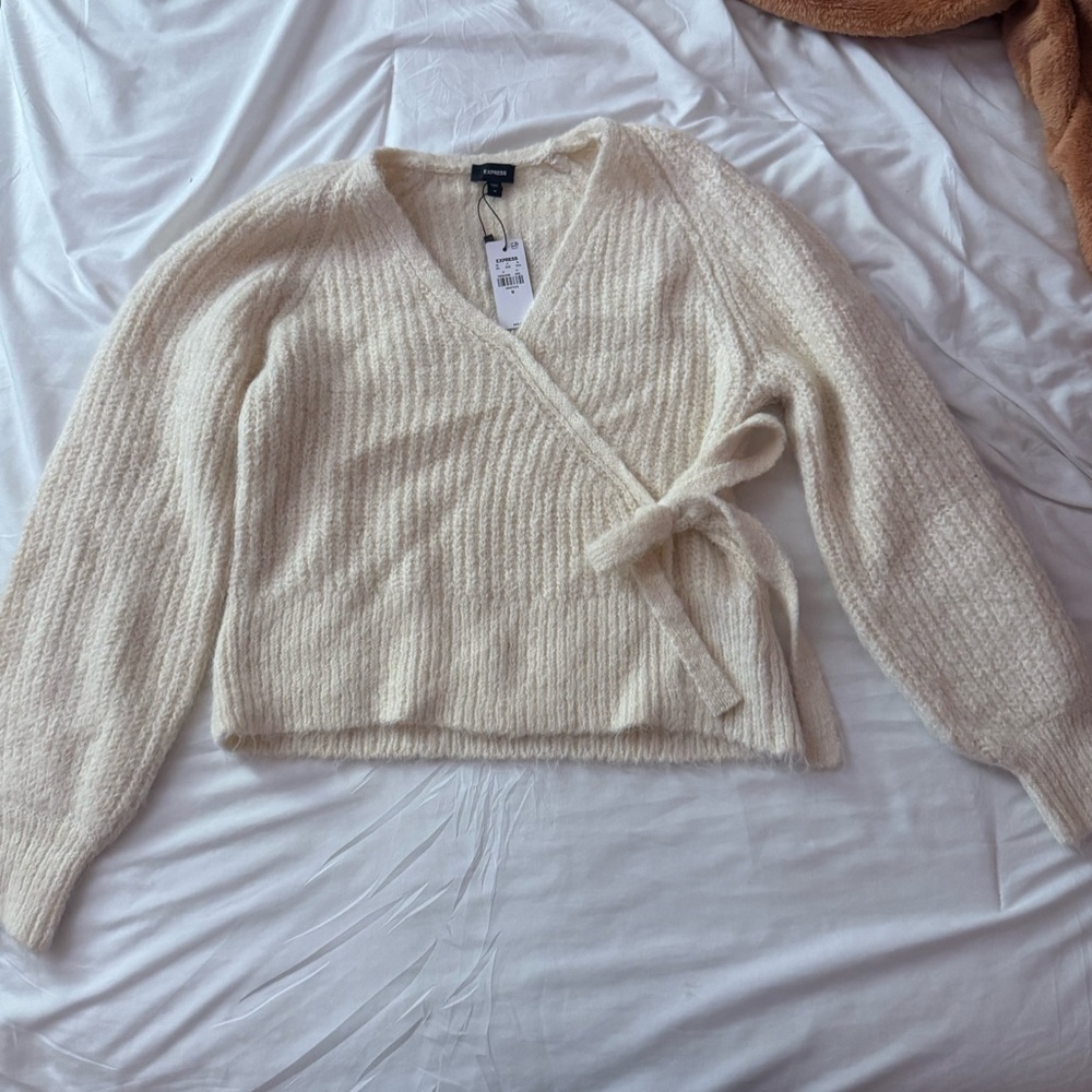 Women's Cream Wrap Sweater